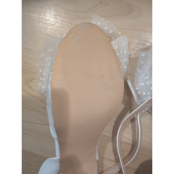 Womens Bow Cute Wedding Bridal Shoes Size 6 Bow Tie Heels Sandals Slingback - Picture 9 of 13